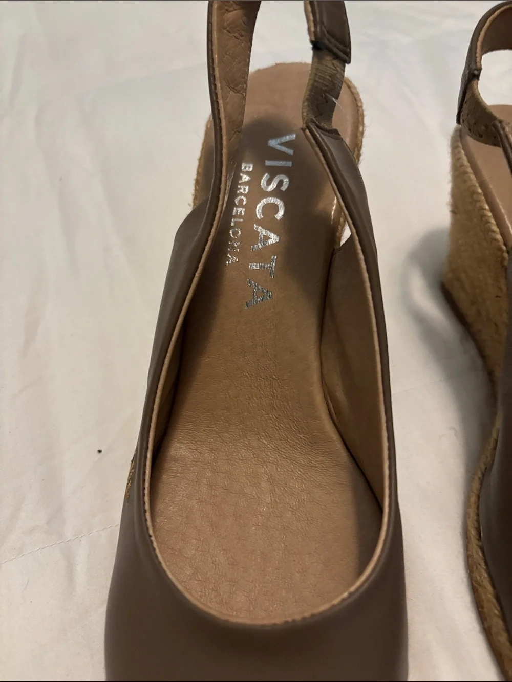 Viscata Barcelona Brown Leather Espadrille Wedge Slingbacks NWOT